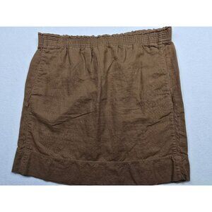 Eddie Bauer Womens Brown Linen Cotton Blend Skirt With Smocked Waistband Size S